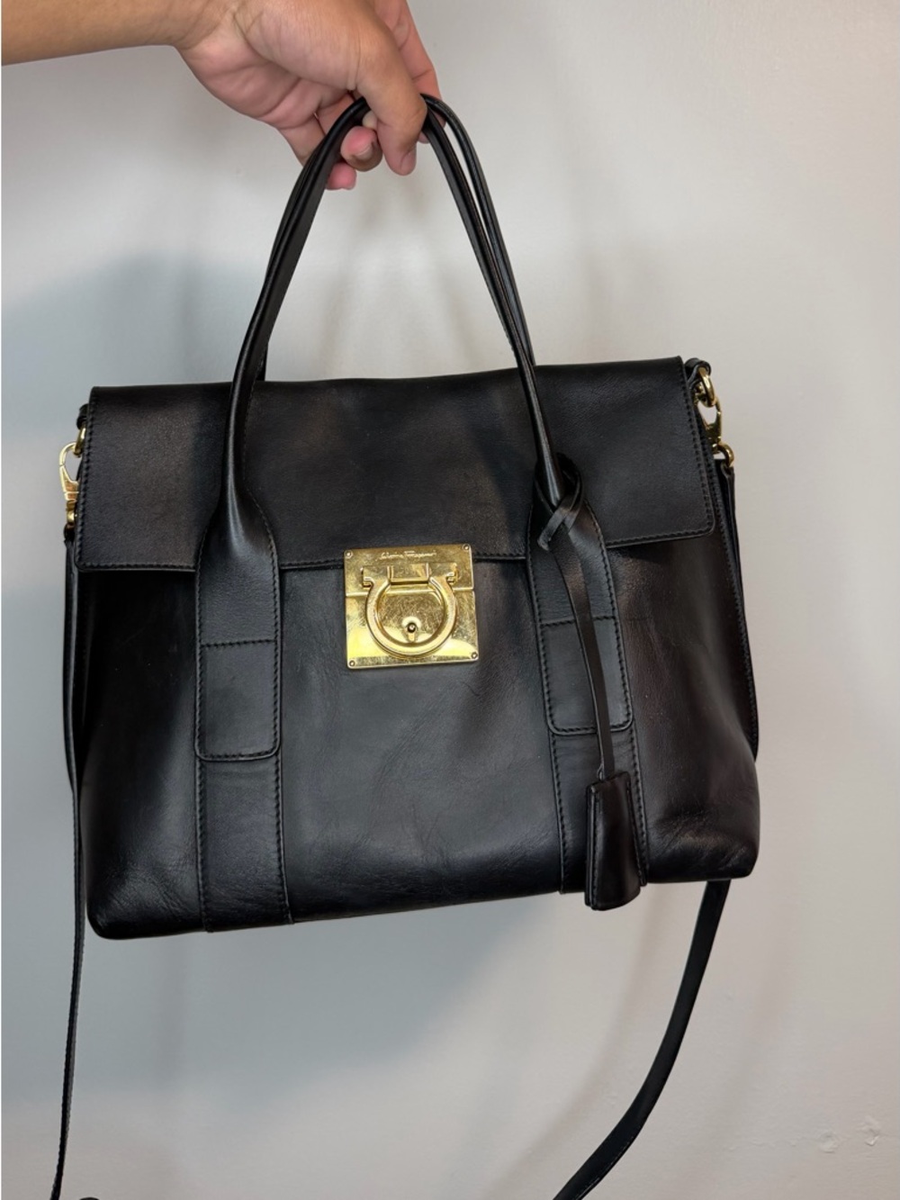 Vintage Auth Salvatore Ferragamo bag Women Used  Gancini 2Way Shoulder